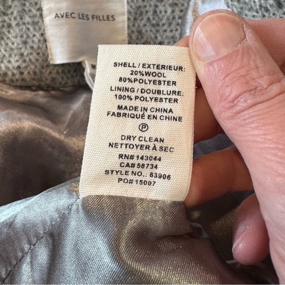 Avec Les Filles boxy tweed coat double breasted grey patch pockets M - Picture 8 of 10